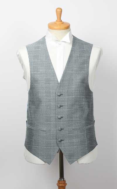 VANNERS-V-043 Vest Made With VANNERS Tri-blend Fabric, Glen Check Pattern, Blue Gray