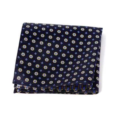 VCF-34 Pocket Square In VANNERS Fabric, Patterned, Navy Blue