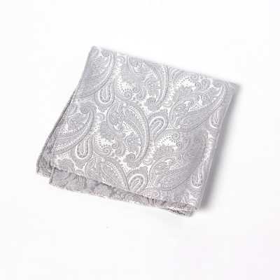Pocket Square Made With VANNERS Fabric, Paisley, Light Gray