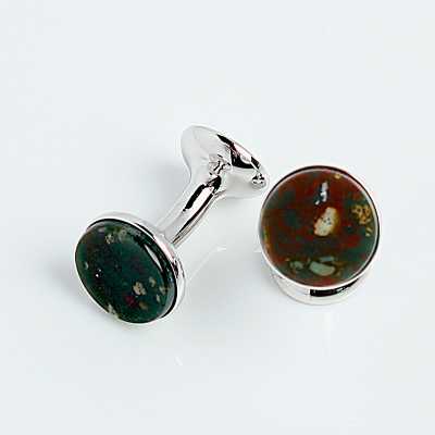 CO-C02-SI CODIS MAYA Bloodstone Bow Cufflinks Silver