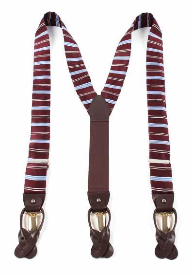 VSR-44 Suspenders Made With VANNERS Fabric, Striped, Maroon