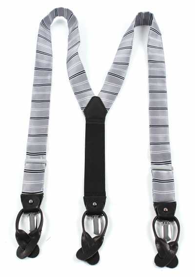 VSR-45 Suspenders Using VANNERS Fabric, Striped, Silver