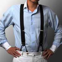 AT-BLACK-XL Albert Thurston Suspenders No Pattern Black 2way Type XL Size[Formal Accessories] ALBERT THURSTON Sub Photo