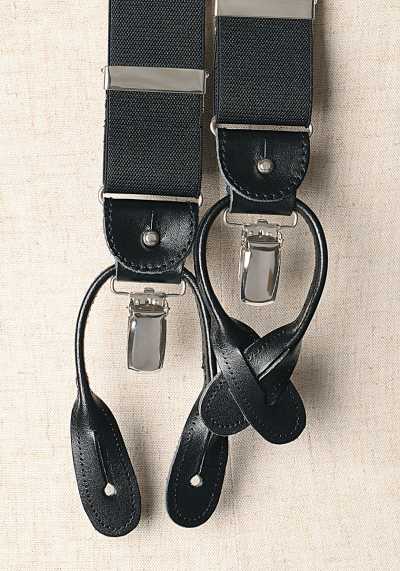 AT-BLACK-XL Albert Thurston Suspenders Black Plain 2-Way Type XL Size