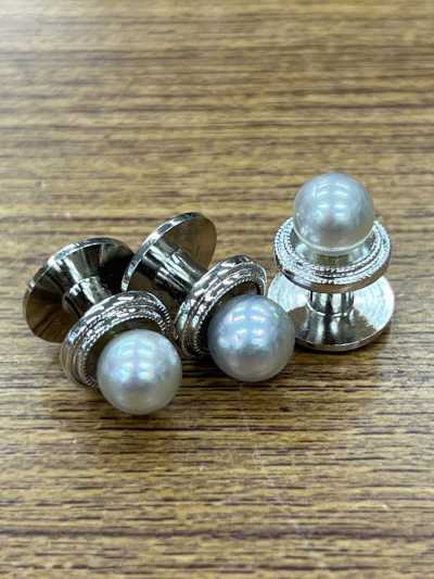 3002 Black Pearl One-Touch Stud Button Silver