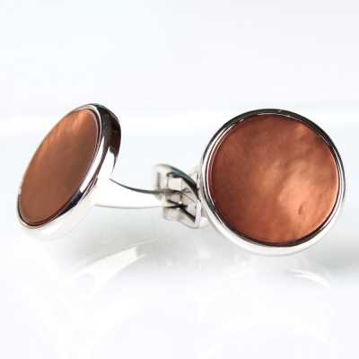 E-11 Color-coated Shell Cufflinks Brown