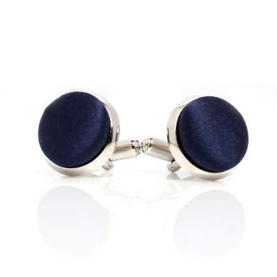 CUFF-V01 VANNERS Silk Fabric Covered Cufflinks, Navy Blue