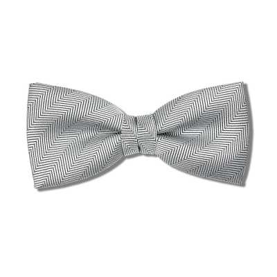VANNERS Silk Bow Tie Herringbone Silver
