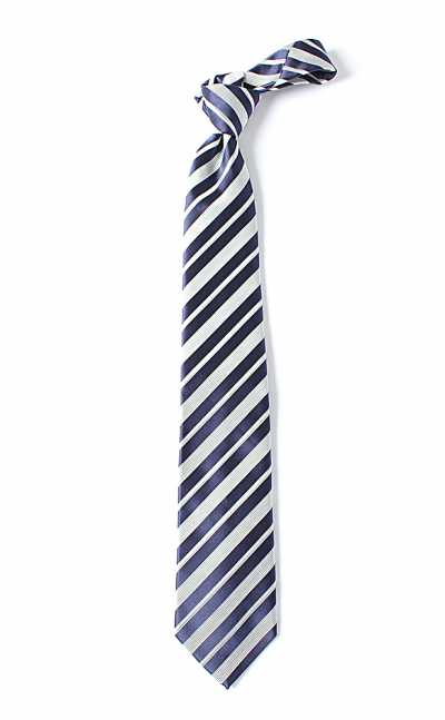 HVN-51 VANNERS Silk Handmade Tie Stripe Navy Blue