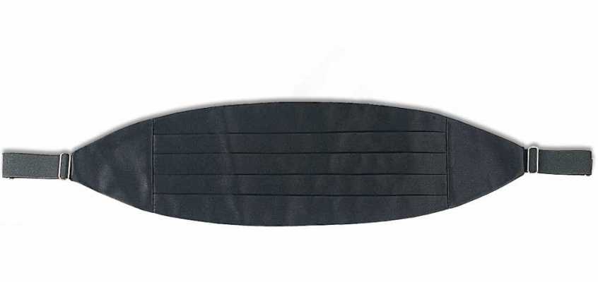 CM-101 Top-grade Black Cummerbund Made With Genuine Silk Facing Fabric
