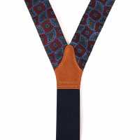 AT-RK20 Albert Thurston Suspenders Komon Pattern Red Blue Textile Type Leather End 38mm Width[Formal Accessories] ALBERT THURSTON Sub Photo