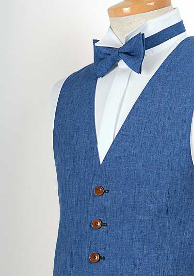LV-2 Made In Japan Linen Vest Blue