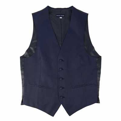 V-304 Formal Vest, Silk Jacquard, Navy Blue