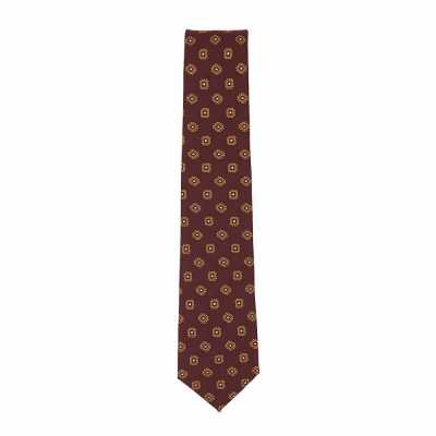 HVN-60 VANNERS Silk Wool Handmade Tie, Small Pattern, Burgundy