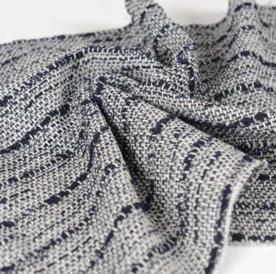 Z30040 LINTON Textile Tweed Made In England Navy Blue X White X Blue Lame Thread LINTON Sub Photo