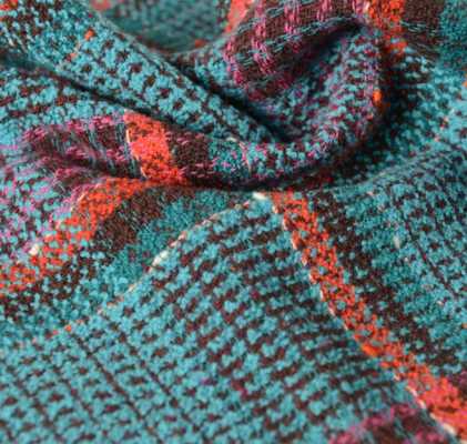 Y6513 LINTON Linton Tweed Made In England Turquoise Blue X Red Textile LINTON Sub Photo