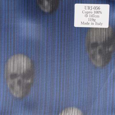 URJ-056 Made In Italy Cupro 100% Printed Lining Dark Horror Skeleton Pattern