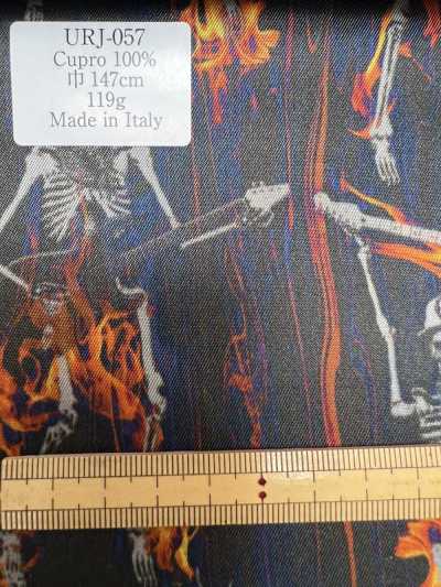 URJ-057 Italian-made 100% Cupro Printed Lining, Skull Rock Pattern