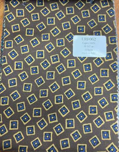 Made In Italy Cupro 100% Printed Lining, Box Pattern Brown