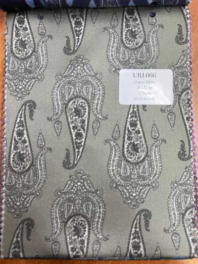 URJ-066 Made In Italy 100% Cupro Printed Lining Big Paisley Pattern Khaki