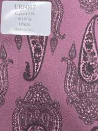 URJ-067 Made In Italy 100% Cupra Printed Lining Big Paisley Pattern Dark Purple TCS Sub Photo