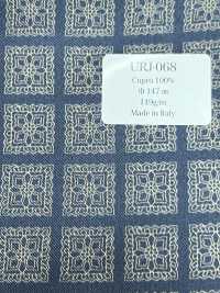 URJ-068 Made In Italy 100% Cupra Printed Lining Base Navy, Pattern Beige TCS Sub Photo