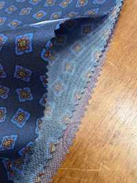 URJ-070 Made In Italy 100% Cupra Printed Lining, Small Floral Pattern, Blue TCS Sub Photo