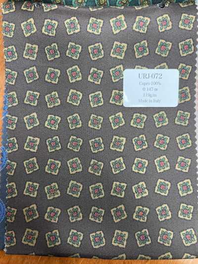 Italian-made 100% Cupro Printed Lining, Small Floral Pattern, Brown