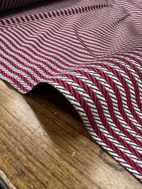 AI-14 Silk Jacquard Horizontal Stripes Wine Red X Silver [outlet][Textile] Yamamoto(EXCY) Sub Photo