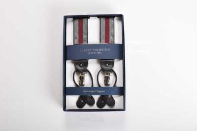 AT-2679/11 ALBERT THURSTON Suspenders Herringbone Stripe Red Elastic 35mm