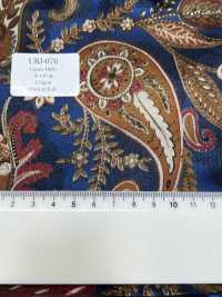 URJ-076 Made In Italy 100% Cupra Printed Lining Large Paisley Pattern Blue TCS Sub Photo