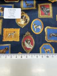 URJ-078 Made In Italy 100% Cupra Printed Lining Picture Frame Dog Navy TCS Sub Photo