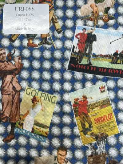 URJ-088 Made In Italy Cupro 100% Printed Lining Golf Blue