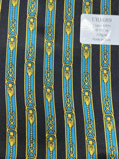 URJ-089 Italian-made 100% Cupro Printed Lining, Zipper Blue