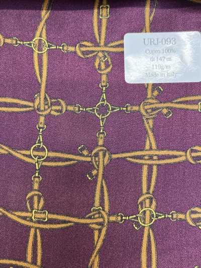 URJ-093 Made In Italy Cupro 100% Printed Lining Belt Check Wine Red