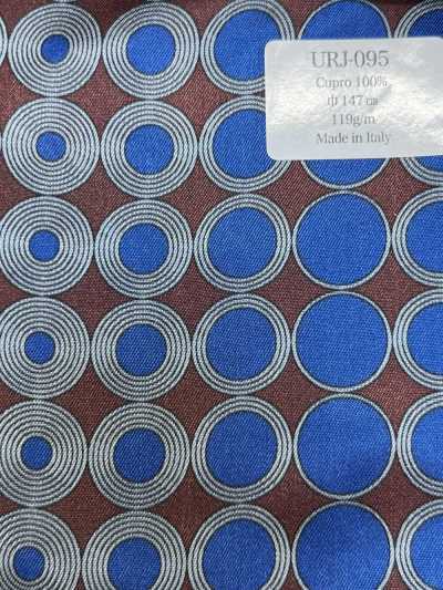URJ-095 Made In Italy Cupro 100% Printed Lining Multi Dot Blue X Brown