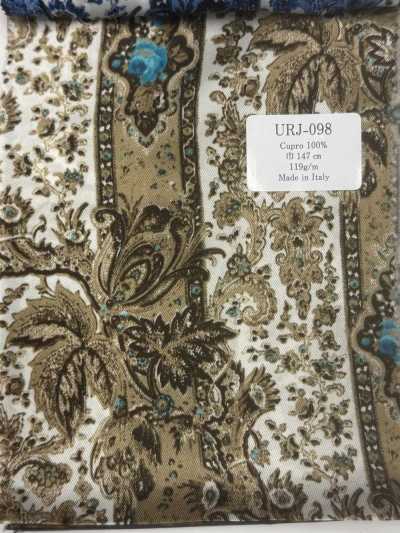 URJ-098 Italian-made 100% Cupro Printed Lining, Brown Paisley Pattern
