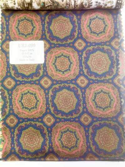 URJ-099 Italian-made 100% Cupro Printed Lining, Floral Pattern