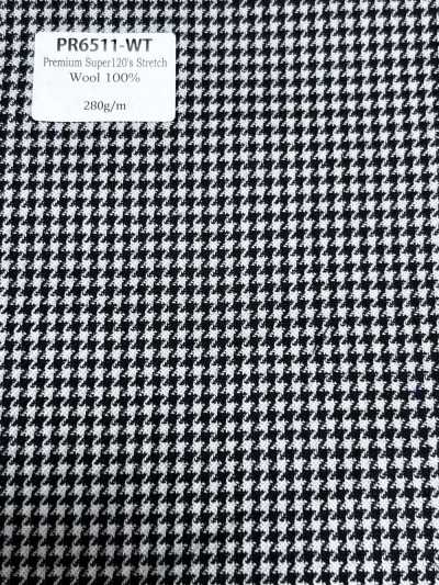 PR6511-WT Standard Japanese-made Premium Super120's Stretch Houndstooth Gray