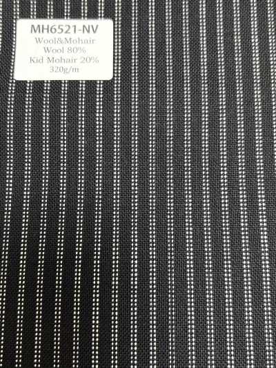 MH6521-NV Standard Japanese-made Wool Mohair Worsted (Tonic Style) Stripe Navy Blue