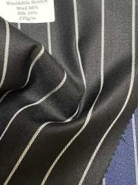 SK5524-BK Standard Japanese Silk Wool Stretch Stripe Black[Textile] Additional Images