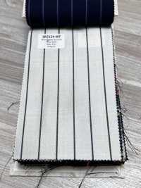 SK5524-WT Standard Japanese Silk-Wool Stretch Stripe White[Textile] Additional Images