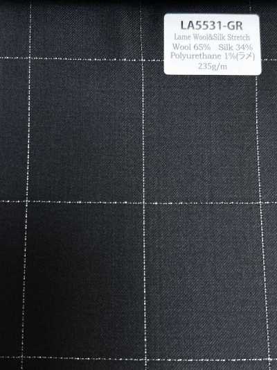 LA5531-GR Classic Made In Japan Silk Lame Wool Stretch Check Green
