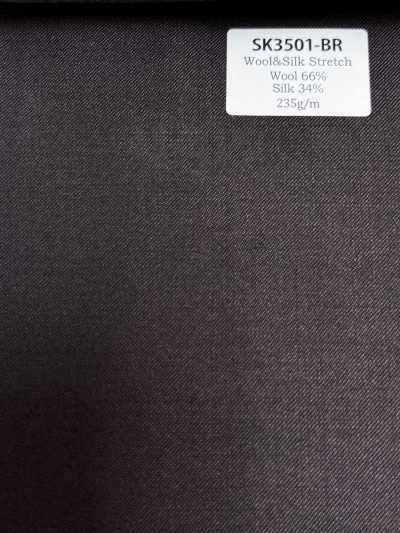 SK3501-BR Standard Japanese-Made Silk Wool Stretch, Brown