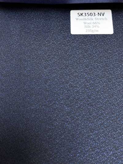 SK3503-NV Standard Made In Japan Silk Wool Stretch Navy Blue
