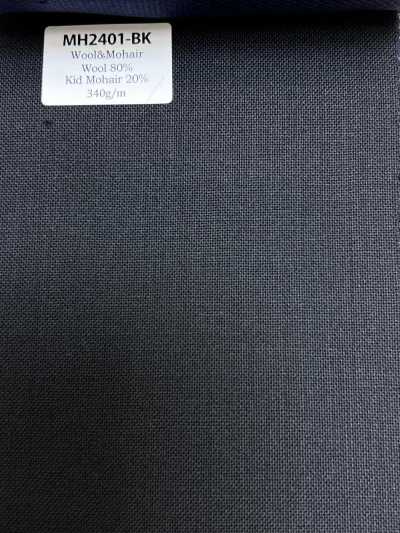 MH2401-BK Standard Japanese-made Wool Mohair Worsted (Tonic Style) Black
