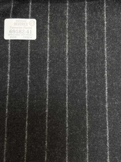 69582-41 26AW HERDREX [Tasmanian Flannel] Silk And Wool Charcoal Stripe