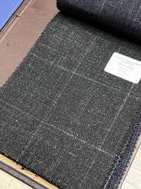 56CN5232 CANONICO WOOL SILK & LINEN FANCY SUITING Green/Off Windowpane[Textile] CANONICO Additional Images