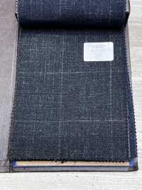 56CN5232 CANONICO WOOL SILK & LINEN FANCY SUITING Green/Off Windowpane[Textile] CANONICO Additional Images