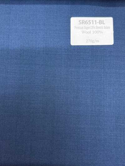 SR6511-BL Standard Japanese-made Premium Super 120's Single Yarn Stretch Solaro Blue No Pattern Iridescent